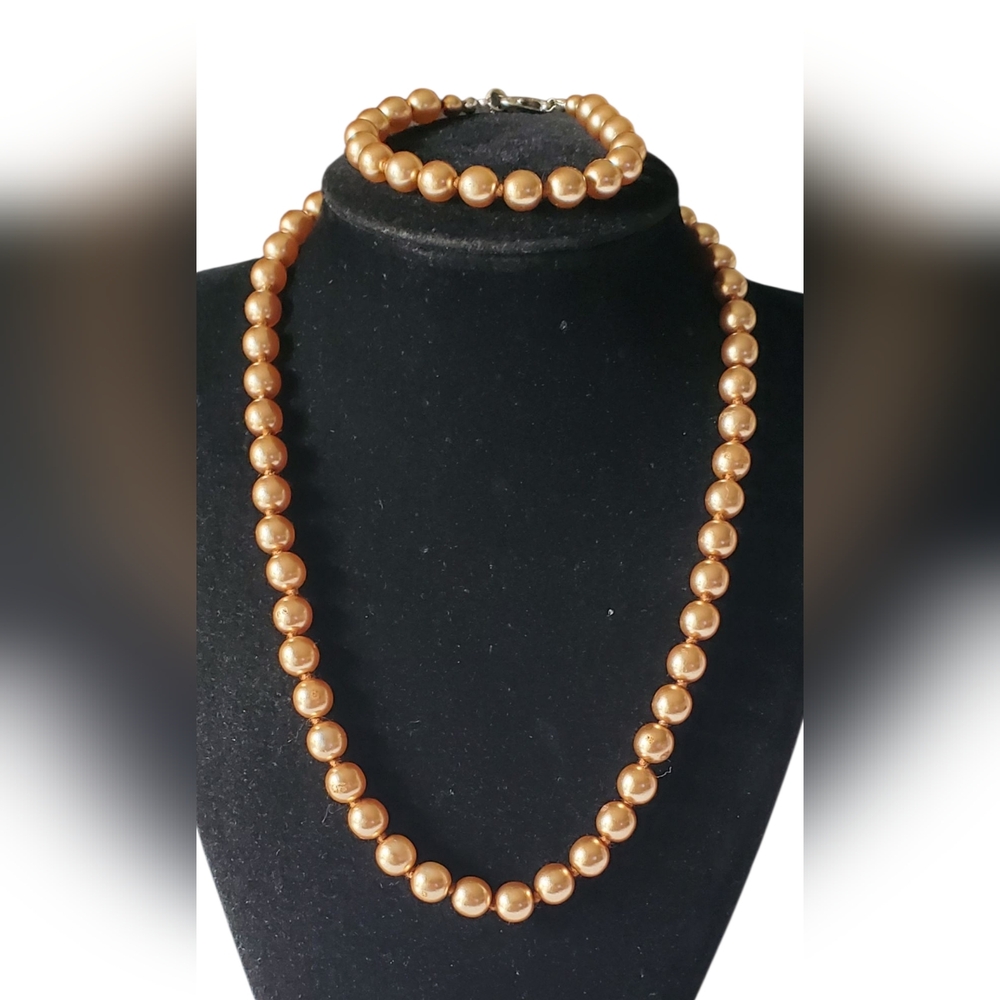 Vtg. Jones Wear Champagne Glass Faux Pearls Set
